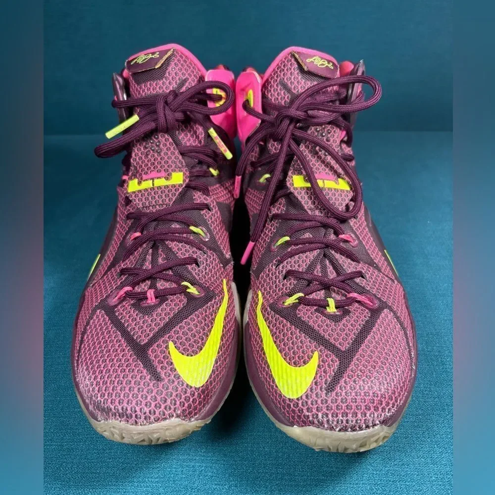 Size 12 - Men’s Nike LeBron XII Double Helix Merlot Volt Pink
